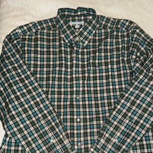 Southern Tide Men's Teal and Black Checkered Shirt